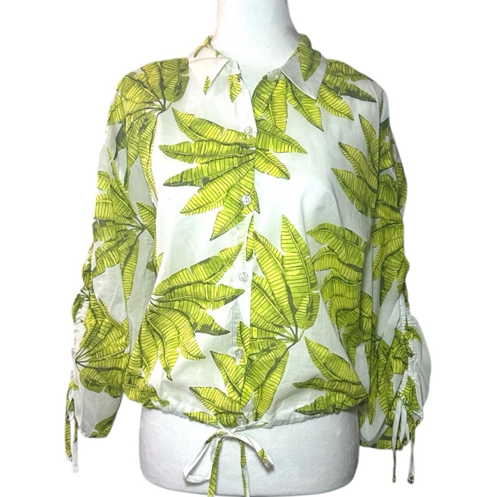 Marc Jacobs Green 3/4 Sleeve Notched Collar Blouse